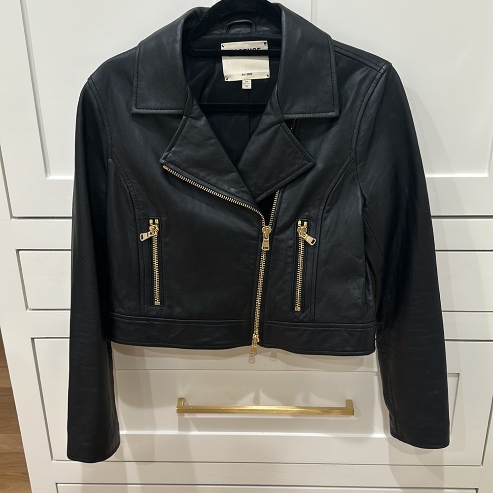 L'Agence Onna Cropped Biker Jacket Size Medium